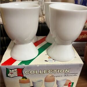 Bella Cucina White Porcelain Egg Cups 4 Piece Collection in box